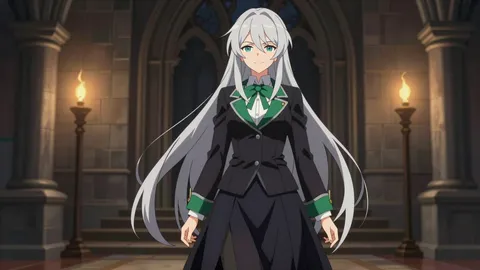 Input: one silver-haired witch illustration